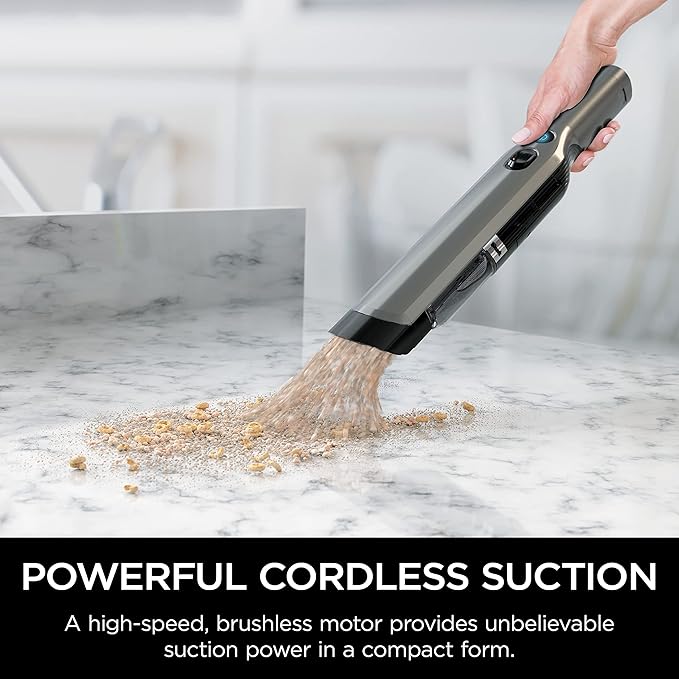 Shark WV201 WANDVAC Handheld Vacuum, Lightweight at 1.4 Pounds with Powerful Suction, Charging Dock, Single Touch Empty and D