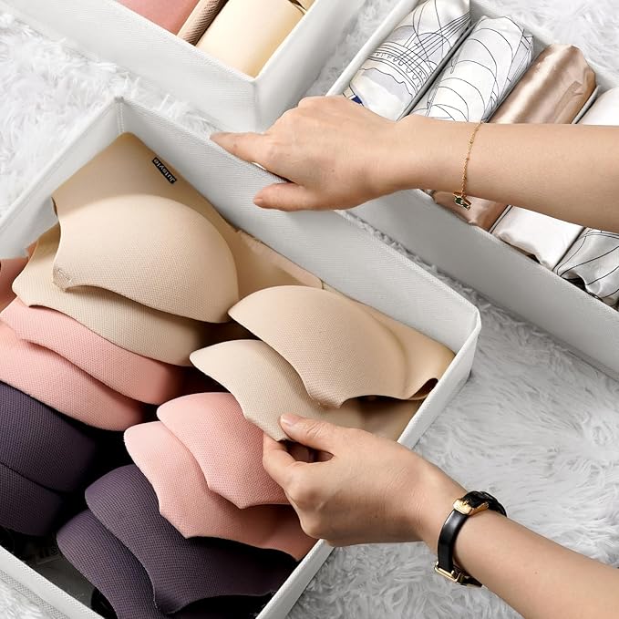 Criusia Underwear Sock Drawer Organizer Dividers 8 Set, Foldable Dresser Closet Organizers and Storage Bins for Baby Clothing