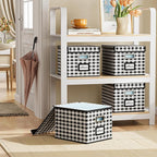 Huolewa File Organizer Box with Lid, Collapsible File Folder Organizer for Office Document Storage, Filing Box with Plastic S