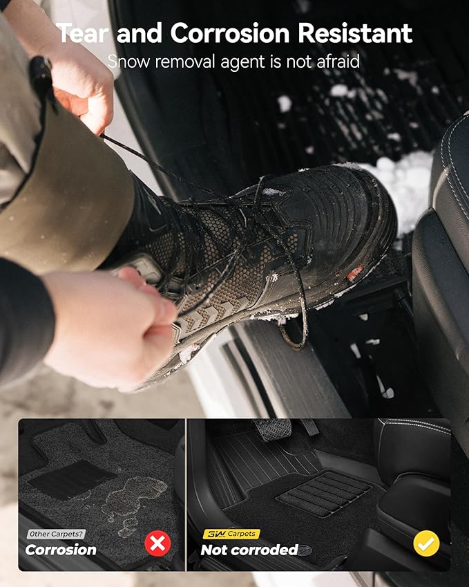 3W Floor Mats & Carpet fit for Porsche Macan(2014-2025 2026), 1st & 2nd Row TPE All-Weather Custom Fit Car Liner, Black
