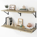 Deep Floating Shelves Wall Mounted, 36"x12" Gray Wall Shelves with Brackets Set of 2 for Bedroom, Living Room, Bathroom, Kitc