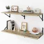 Deep Floating Shelves Wall Mounted, 36"x12" Gray Wall Shelves with Brackets Set of 2 for Bedroom, Living Room, Bathroom, Kitc