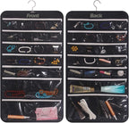 DIOMMELL Hanging Jewelry Organizer 47 Pockets with Zipper for Earrings Necklace Bracelet Ring Accessory Display Storage Bag T