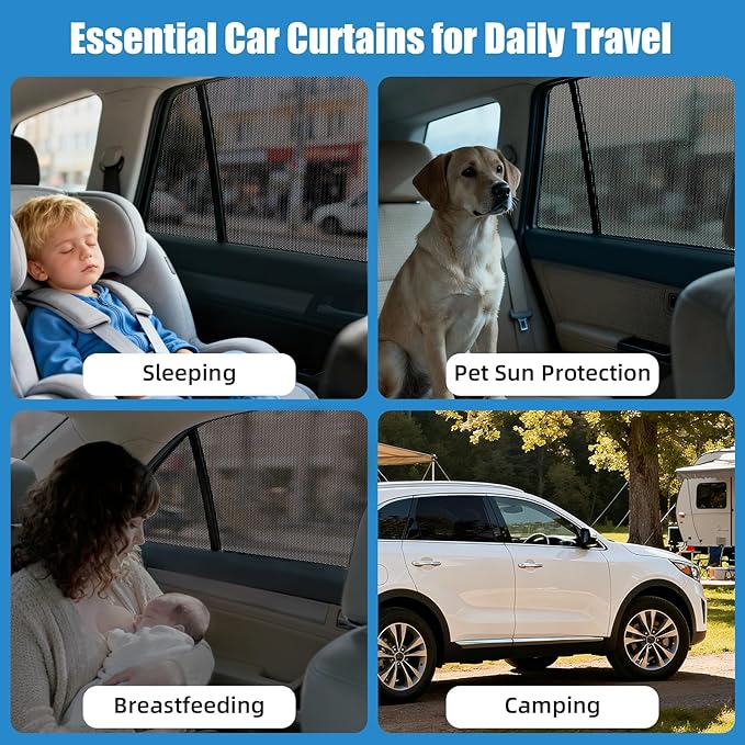 Car Window Shades for 2015-2020 Kia Sorento - Rear Side Window Sun Shade for Baby, Breathable Mesh Car Privacy Window Covers, UV Protection and Heat Insulation for Road Trips, Napping, Camping