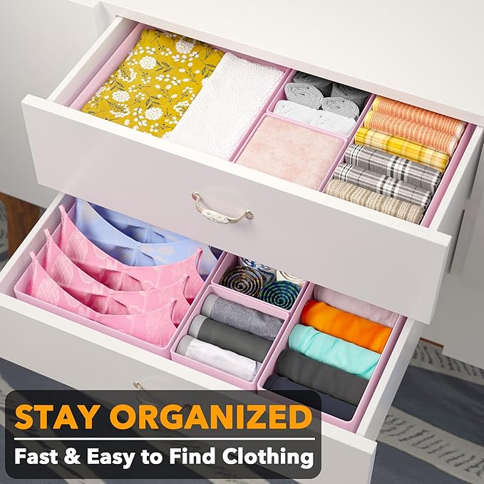 SpaceAid Drawer Organizer Clothes, 12 Pack Dresser Organizer Bins for Nursery, Closet Organization and Storage Dividers for C