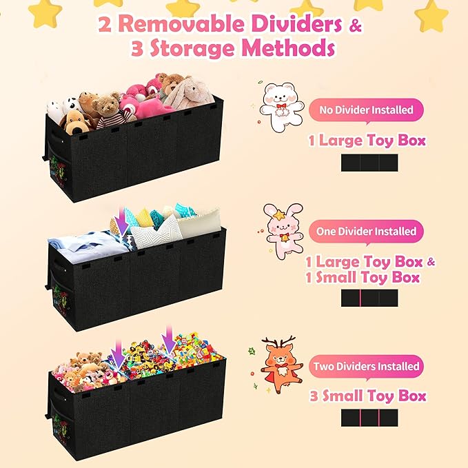 Mabahoo Extra Large Toy Box, Collapsible Sturdy Kids Toy Chest for Boys, Girls, 40"x14"x16" Storage Organizer Toddler Storage