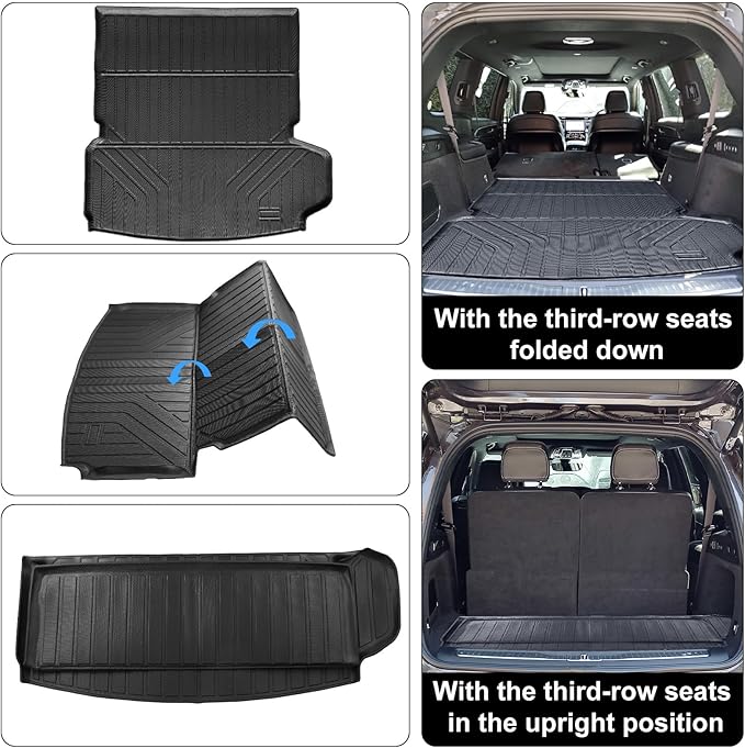 Auxko All Weather Floor Mats & Cargo Liner with Backrest Protector Fit for 2026 2025-2021 Jeep Grand Cherokee L 6 Seat (2nd Bucket Seat) Odorless Liners Accessories Black