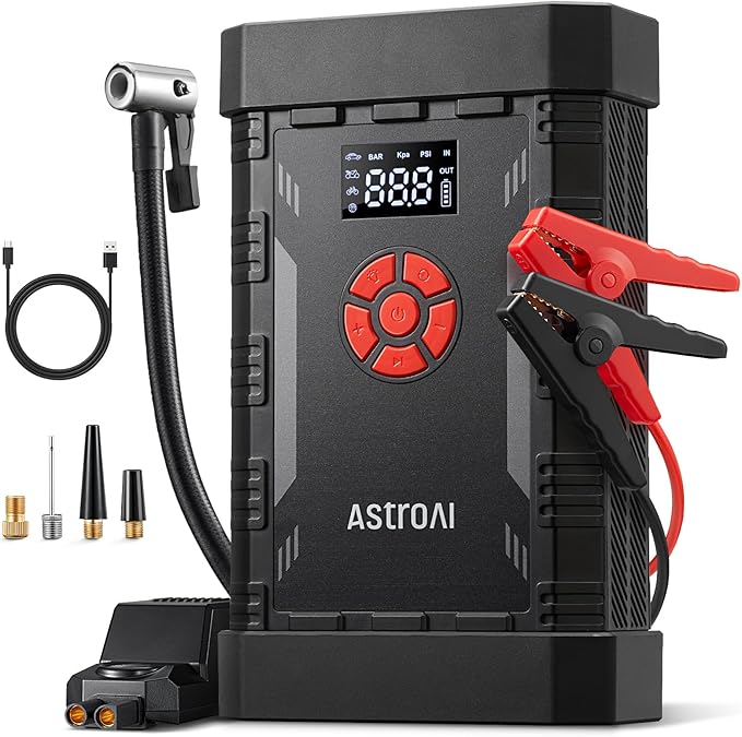 AstroAl A30 Jump Starter with Air Compressor, 4000A &150PSI Portable Car Battery Jump Starter (10.0 Gas/8.0LDiesel) with