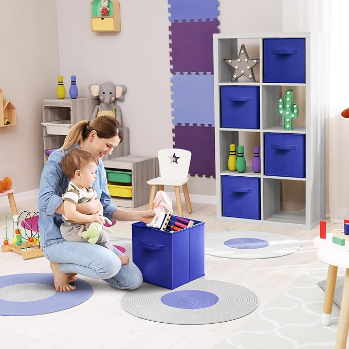 Sorbus 13 Inch Collapsible Fabric Storage Cubes - Sturdy Foldable Baskets with Handle - 8 Organizing Bins for Clothes, Toys, 
