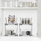 Simple Houseware 2 Tier Basket Drawer Cabinet Pull-Out Organizer, 2 Pack, Clear