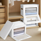 Homsorout Large Clothing Storage Bins - Collapsible Boxes with Handles & Window, Decorative Organizer Bins with Lids, Fabric 