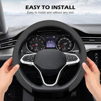 Frani Nappa Leather Steering Wheel Cover,Universal Fit 15 Inch-Premium Non-Slip Breathable Comfort Grip for Cars Trucks SUVs,Anti-Slip Durable Interior Upgrade Gray