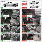 LASFIT Floor Mats 2014-2018 for Chevy Silverado/GMC Sierra 1500, 2015-2019 2500HD 3500HD, Crew Cab Only/Bench Seat, All Weather TPE Custom Fit Car Floor Liners, with Carpet Floor Only