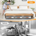 Under Bed Storage with Wheels 3Pack Underbed Storage with Clear Window&Label Under Bed Drawers Large Capacity Rolling Under B