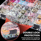 Noverlife 36 Grids Clear Plastic Jewelry Organizer Box, Nail Charm Holder Double Buckle Bead Organizer Storage Container Box,