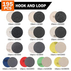 203 PCS 1 Inch Sanding Disc,Hook and Loop 60 to 10000 Wet Dry Sandpaper with 1/8" Shank,Backing Pad,Foam Buffering Pad,Foam S
