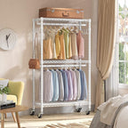 VIPEK R2 Medium Heavy Duty Clothes Rack Rolling Clothing Rack Adjustable Metal Wire Shelving Portable Closets with Double Han