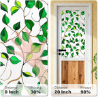 Donox Window Privacy Film, Decorative Frosted Static Cling Window Tint for Privacy, Home Decor Bathroom Door & Car Sticker, Adhesive-Free, Removable, UV Protection(Green Foliage, 17.5 x 157.4 inches