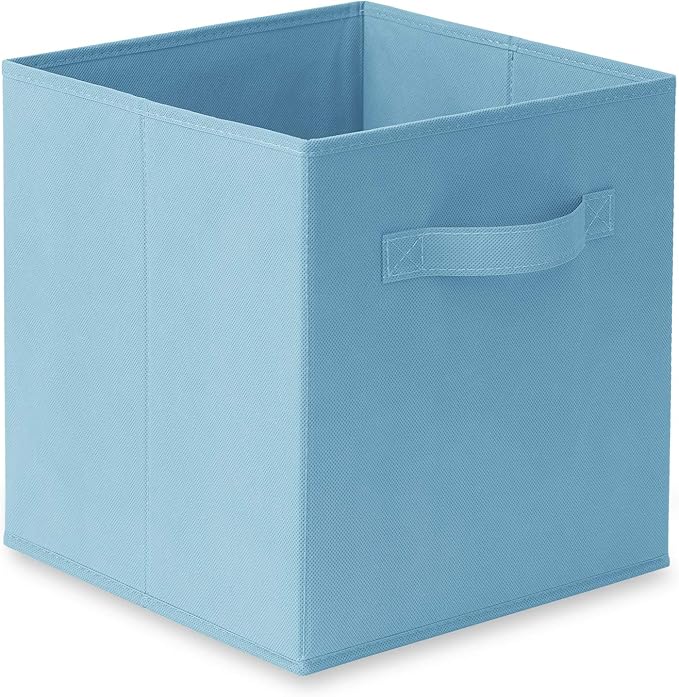 Casafield Set of 6 Collapsible Fabric Cube Storage Bins, Baby Blue - 11" Foldable Cloth Baskets for Shelves, Cubby Organizers