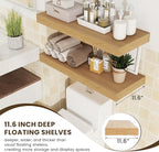 30 Inch Floating Shelves | 12 Inch Deep Oak Floating Shelves Set of 2 | 30" W x 12" D Rustic Wood Shelves for Wall | Deep Oak