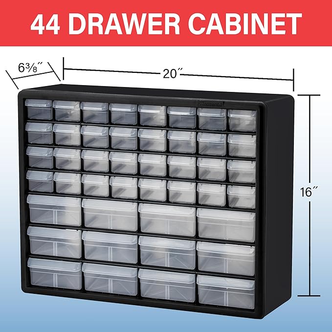 Akro-Mils 44-Drawer Plastic Drawer Storage Cabinet for Garage Organization, Bead Organizer, Building Bricks Storage, Teacher 
