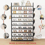 LUKYTOWER Tall Shoe Rack 10 Tier Shoe Racks Organizer for Closet 40-45Pairs,Large Capacity Storage Rack for Shoes with 5Hooks