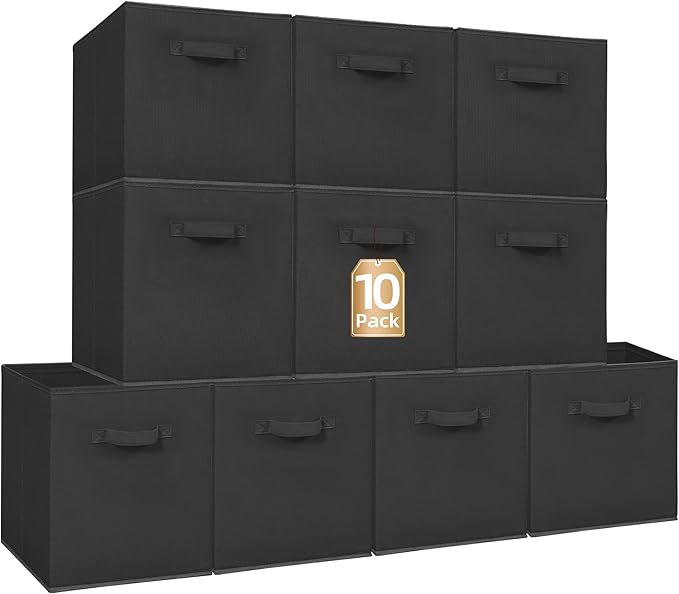 STORAGE MANIAC Storage Cubes, 13 Inch Collapsible Storage Bins with Handles, 10 Pack Fabric Foldable Bins for Organization, D