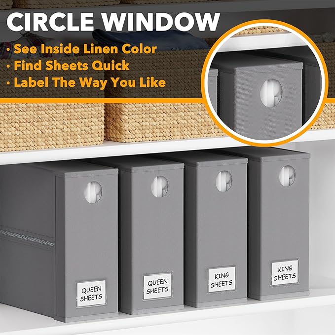 SpaceAid 4 Pack Gray Bed Sheet Organizers and Storage and 2 Pack 10" High Under Bed Storage Containers,