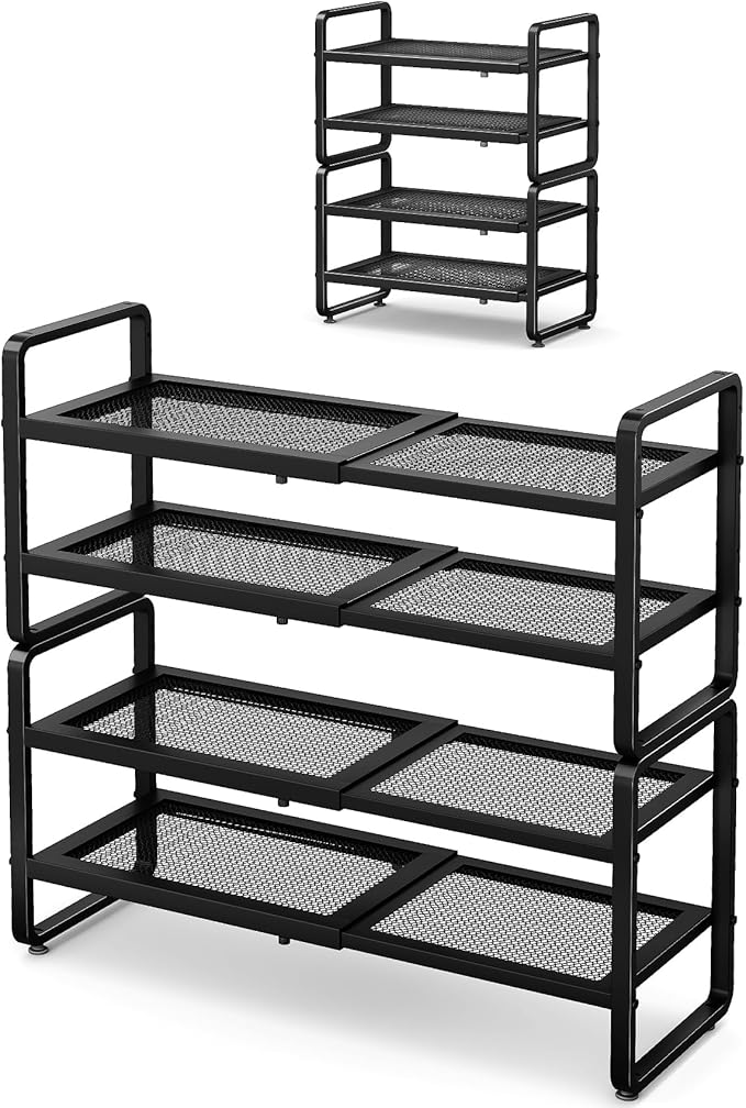 SNTD Shoe Rack - Expandable Shoe Organizer for Closet, Adjustable Metal Shoe Shelf Storage, Stackable Long Shoe Stand Holder 