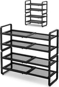 SNTD Shoe Rack - Expandable Shoe Organizer for Closet, Adjustable Metal Shoe Shelf Storage, Stackable Long Shoe Stand Holder 