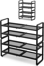 SNTD Shoe Rack - Expandable Shoe Organizer for Closet, Adjustable Metal Shoe Shelf Storage, Stackable Long Shoe Stand Holder 