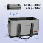 MHOMER Reusable Upright Grocery Bags Extra Waterproof Large Utility Tote Bag with Carrying Handles Foldable Shopping Bags Reinforced Bottom and Side Durable Oxford Fabric Grizzly
