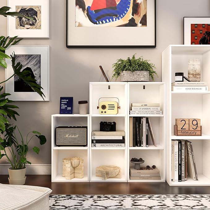 3 Cube Storage Organizer,Wooden 3-Tier Open Shelf Bookshelf,Versatile Storage Cubes for Living Room，Bedroom,Home Office, (Whi