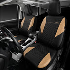 CAR PASS Quilting Leather Front Seat Covers, Automotive Waterproof Deluxe PU Premium Vinyl Luxury Two Front Seats Only Univer