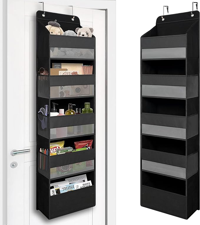 TYMENSH Over Door Organizer with 5 Large Pockets, Heavy Duty Hanging Organizer Storage, Closet Bathroom Nursery Bedroom Dorm,