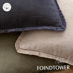 Foindtower Set of 2 Decorative Linen Fringe Lumbar Throw Pillow Covers Farmhouse Cushion Cover with Tassels Accent Pillowcase