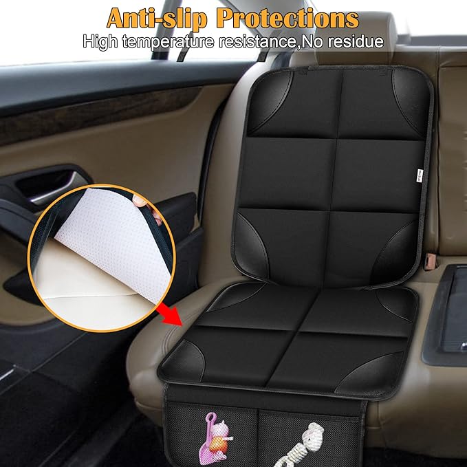 Meolsaek Kick Mats Back Seat Protector, Waterproof Oxford Seat Back Protector, Car Seat Back Protector for Kids, Back of Seat Protector for Kids Feet Car Seat (Black D -2 Set)