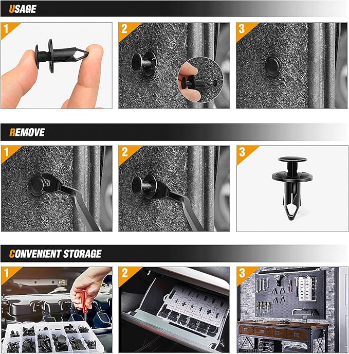 GOOACC 240PCS Bumper Retainer Clips Car Plastic Rivets Fasteners Push Retainer Kit 12 Popular Sizes Auto Push Pin Rivets Set 