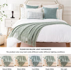 BATTILO HOME Sage Green Throw Blanket for Couch, Boho Bed Throws Blanket, Spring Decorative Light Blue Throw Blanket for Sofa