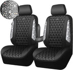 CAR PASS Bling Diamond Leather Car Seat Covers for 2 Front Interior Sets, Waterproof Shining Glitter Sparkly Crystal Universa