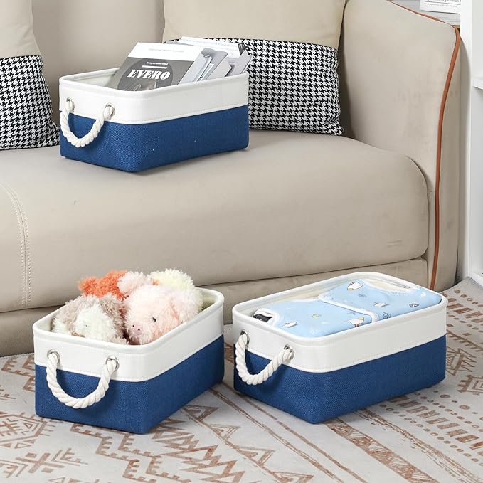 Bidtakay Small Storage Baskets for Shelves 3 Pack Fabric Storage Bins for Organizing Linen Collapsible Organizer for Closet-W