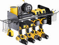 TRZZ Power Tool Organizer Wall Mount, 2-Tier Cordless Drill Rack with 4 Drill Holders and 2 Side Pegboards, Efficient Drill S