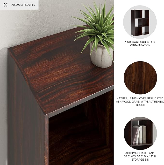 Signature Design by Ashley Glosmount 6 Cube Storage Organizer or Bookcase, Cherry & Light Brown