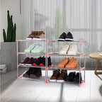 4-Tier Stackable Small Shoe Rack, Lightweight Shoe Shelf Storage Organizer for Entryway, Hallway and Closet (Pink)
