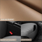 Sanwom Front Car Seat Covers - Leather Seat Covers with Storage Pocket and Two Belt Pads, Anti-Slip Waterproof Universal Seat