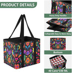 Mexican Art Design Reusable Grocery Bags Large Shopping Tote Bag with Reinforced Bottom Board, Water Resistant Foldable Stora