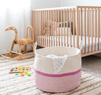 OrganiHaus Large Woven Storage Basket for Blankets and Toys 20" x 13" Inch, Rope Laundry Basket with Handles, Cushions & Pill