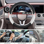 Black & White Car Steering Wheel Cover, Microfiber, Leather Patchwork, Universal 14.5-15 Inch Leather Anti-Slip Breathable Au