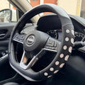 PINCTROT D Shaped Race Grip Steering Wheel Cover, Anti Slip Silicone Perforated Design with Soft Touch Padding, Enhanced Grip for Sporty Driving Flat Bottom 14.5-15 Inch (Racing White)