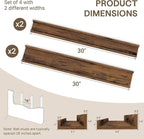 Fun Memories Picture Ledge Shelf - 30 Inches Floating Shelves Set of 4 - Floating Shelves with Lip for Storage - Wood Bookshe